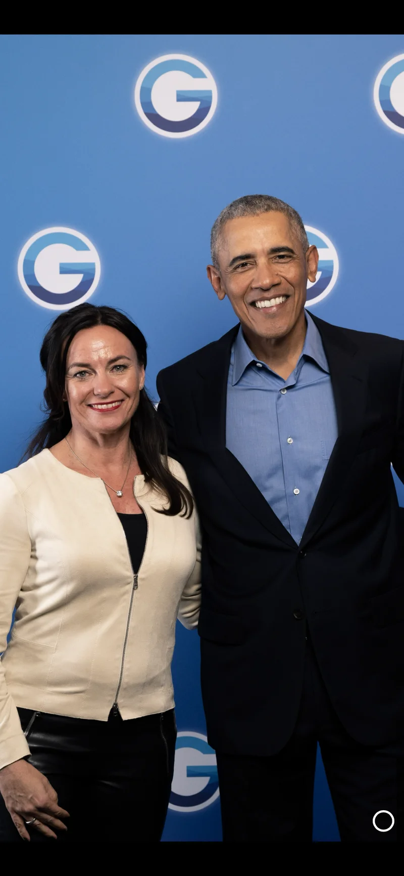 Dr. Marion Bourgeois mit Barack Obama beim Leadership World Congress